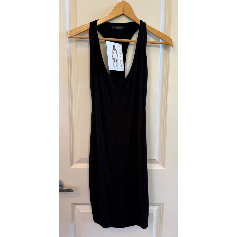Naked Wardrobe Black T-Back V-Neck Bodycon Mini Dress NW-D0859 Medium NWT